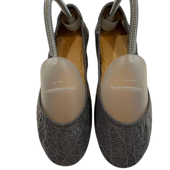 Tieks-Slate Grey Croc Print Patent Leather Ballet Flats